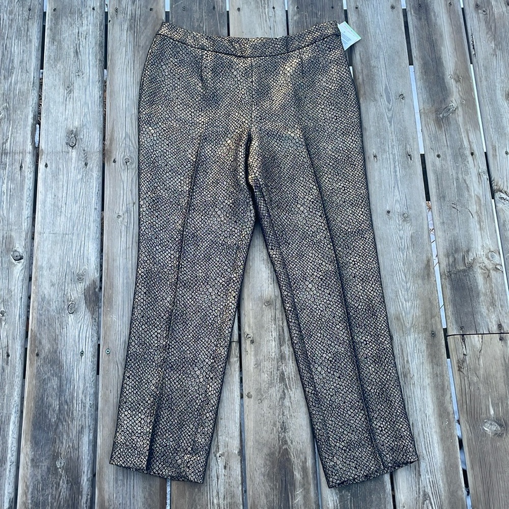 NWT Anne Klein Gold/Black Metallic Dress Pants
